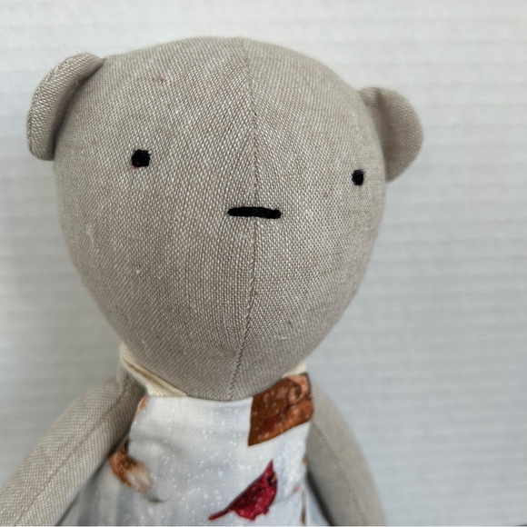 Handcrafted Soft Brown Bear with Coordinating Overalls 13 inches - Picture 4 of 5